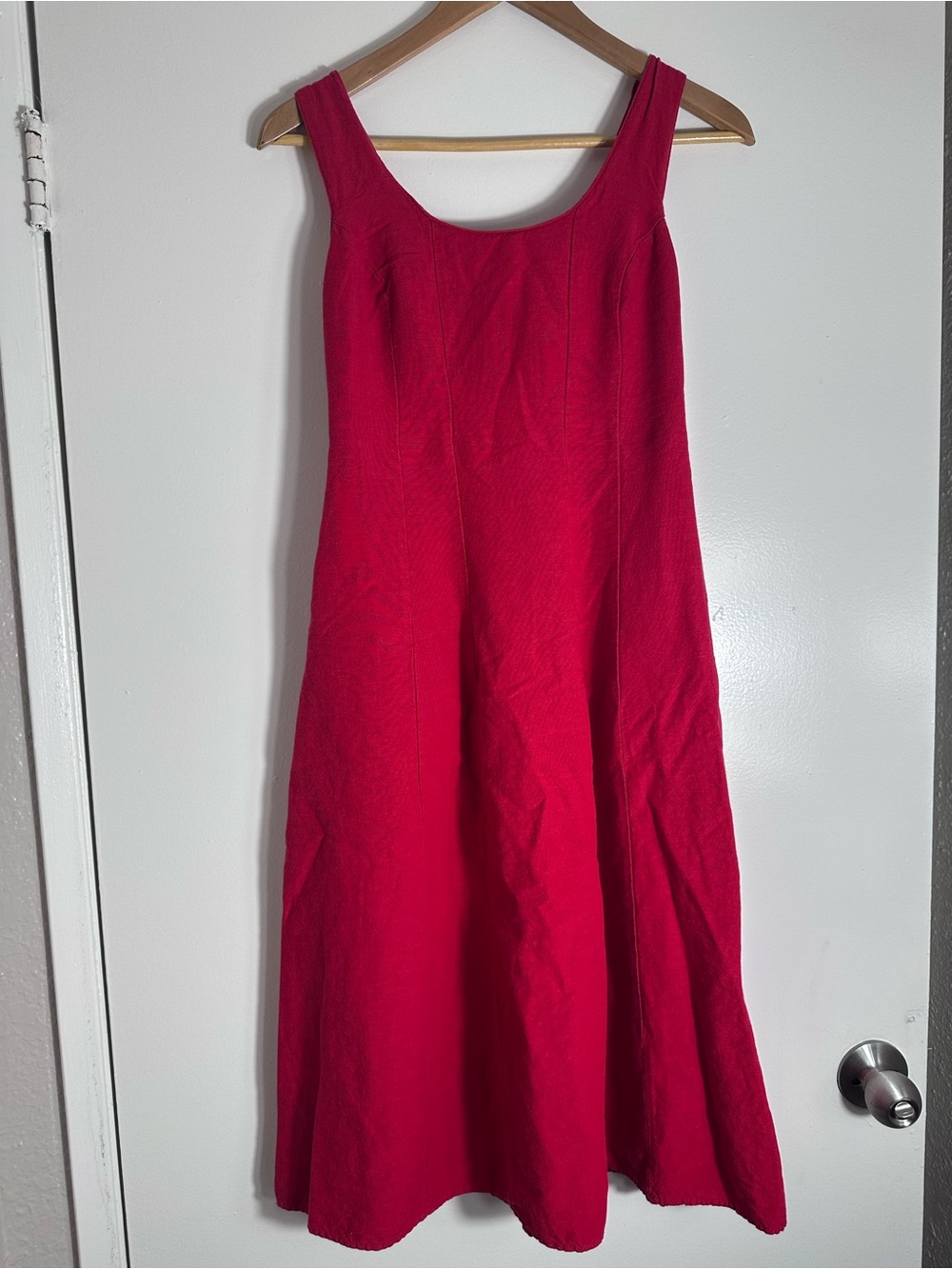 Vibrant Red Sleeveless A-Line Dress